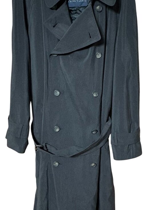 Ralph Lauren Other - Vtg Ralph Lauren Black Double-Breasted Trench Coat  Belt Lined Men's 44R L/XL